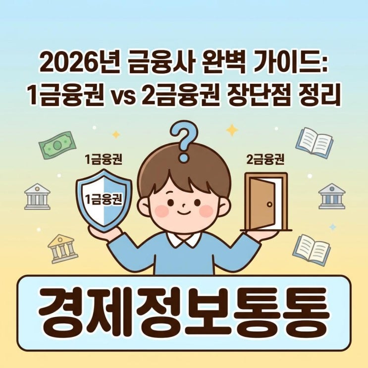  2026년 기준 1금융권 2금융권 금융회사 종류 및 장단점 완벽 정리 (안전한 대출 가이드)