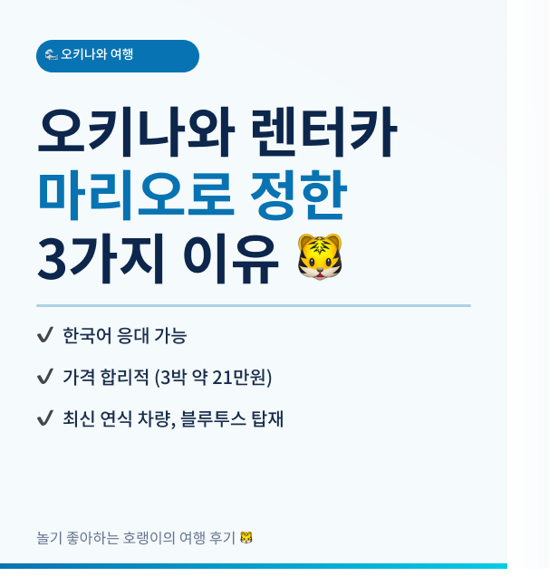 [오키나와] 3박4일 렌터카 후기｜마리오 렌터카 선택한 이유