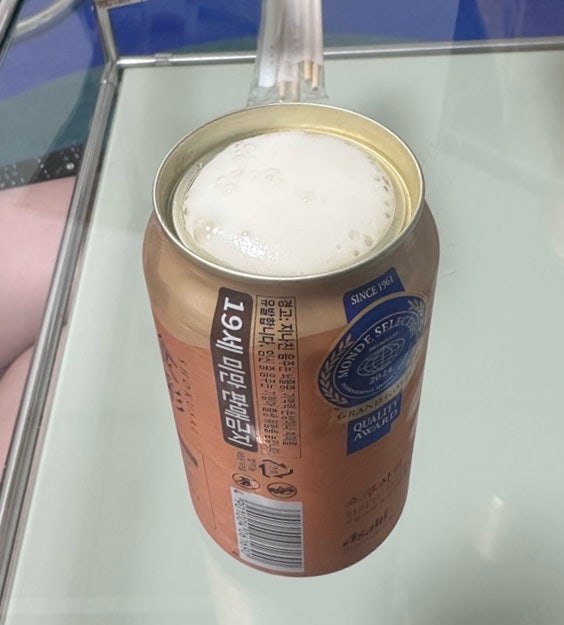 아사히 쇼쿠사이 풀오픈 캔맥주 거품 생맥주