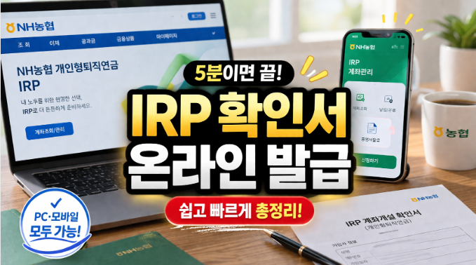 ✅ 농협 IRP 계좌개설 확인서 온라인 발급 방법