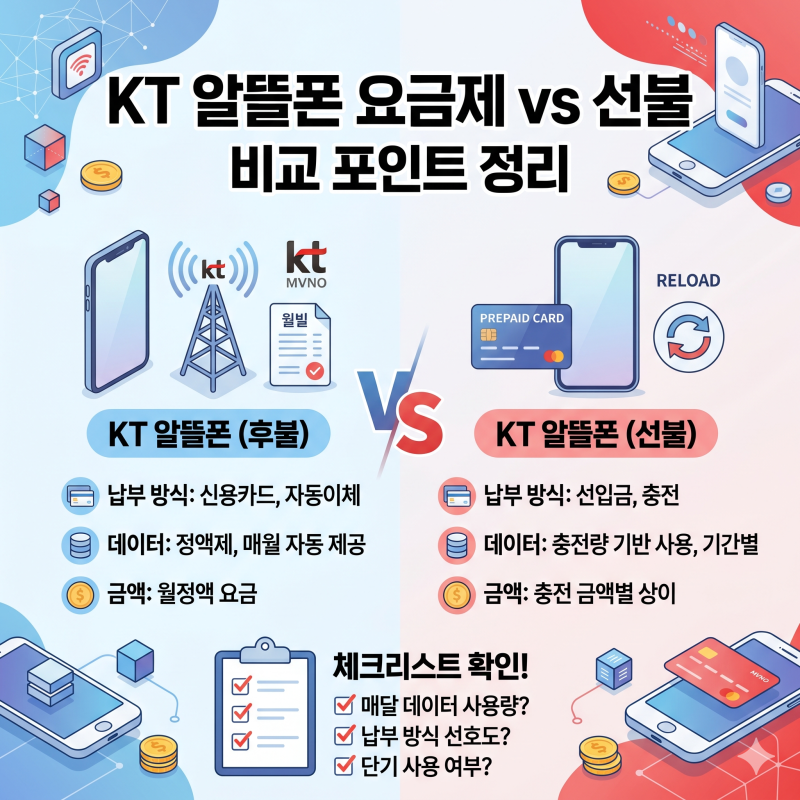 KT 알뜰폰 요금제 선불과 비교 포인트 정리