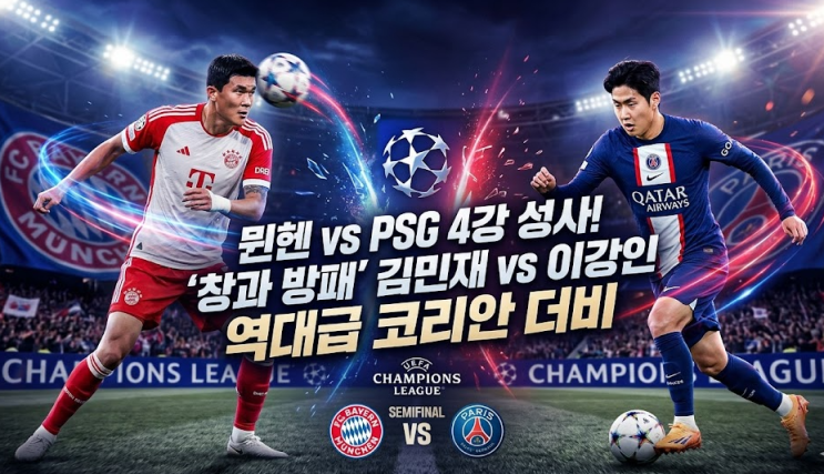  뮌헨 vs PSG 4강 성사! '창과 방패' 김민재 vs 이강인 역대급 코리안 더비