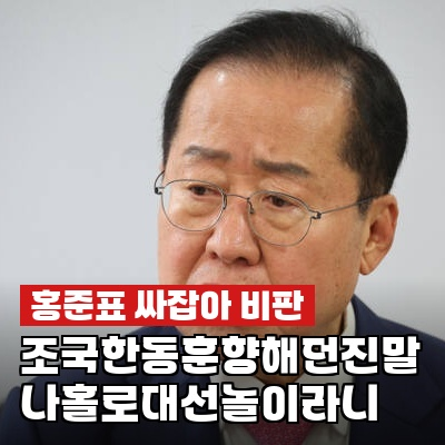 홍준표, "자아도취 빠진 나홀로 대선놀이"…조국·한동훈 향해 던진 말