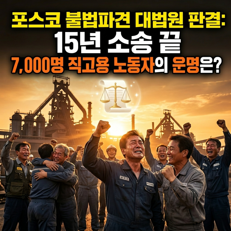 <b>포스코 불법파견</b> 대법원 판결: 15년 소송 끝, 직고용 7천 명의... 