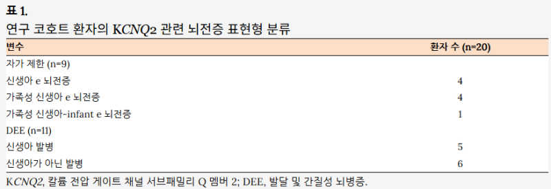 KCNQ2 관련 뇌전증 소아 환자의 유전자형-표현형 상관관계 및 기능적 결과: 한국 다기관 관찰 ....