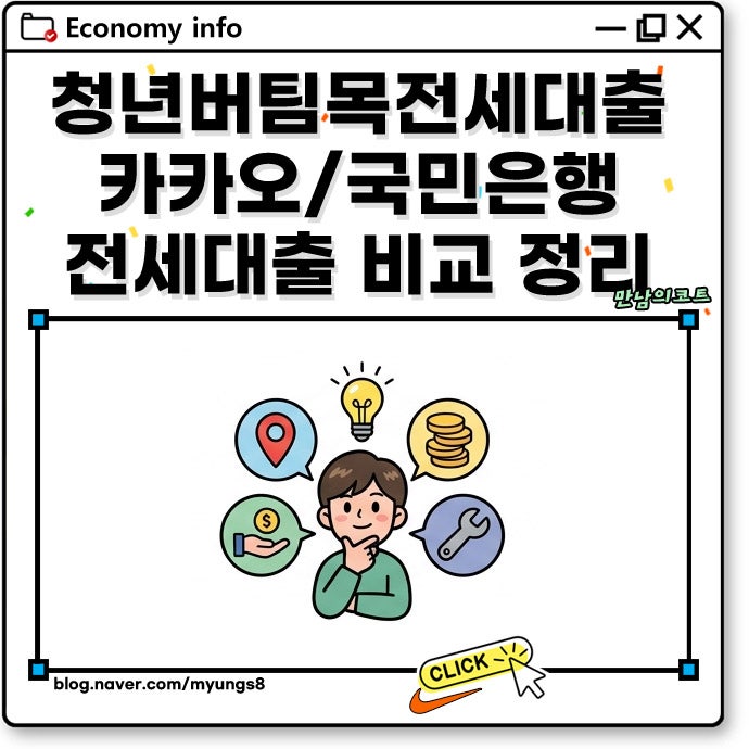 청년 버팀목 전세대출 카카오 KB 국민은행 전세자금 조건 한도 금리 이자 비교