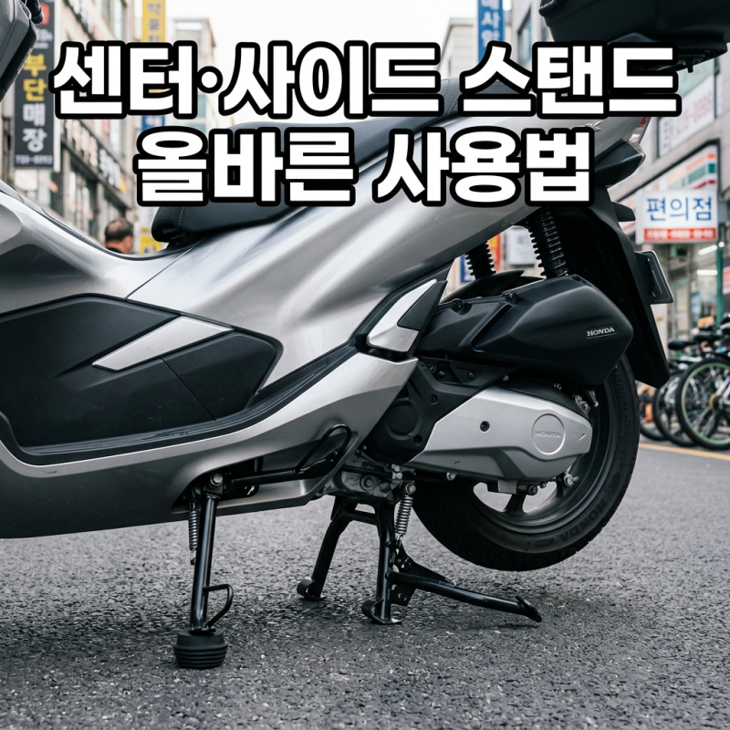 PCX 125 스탠드 사용법, 이 주의사항 모르면 주차 중 전도됩니다