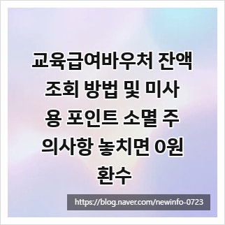 교육급여바우처 잔액조회 방법 및 미사용 포인트 소멸 주의사항 놓치면 0원 환수