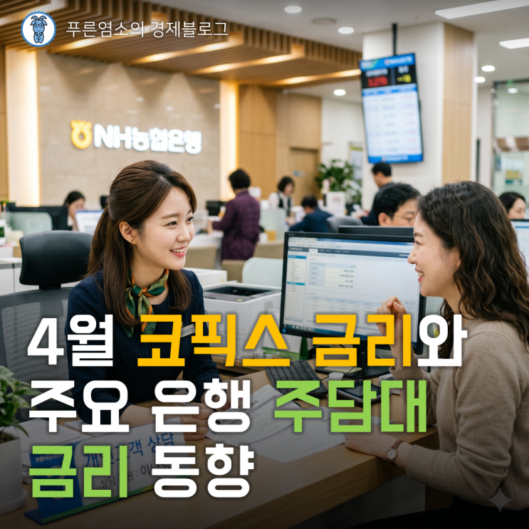  2026년 4월 COFIX 금리와 은행별 주택담보대출 금리 동향