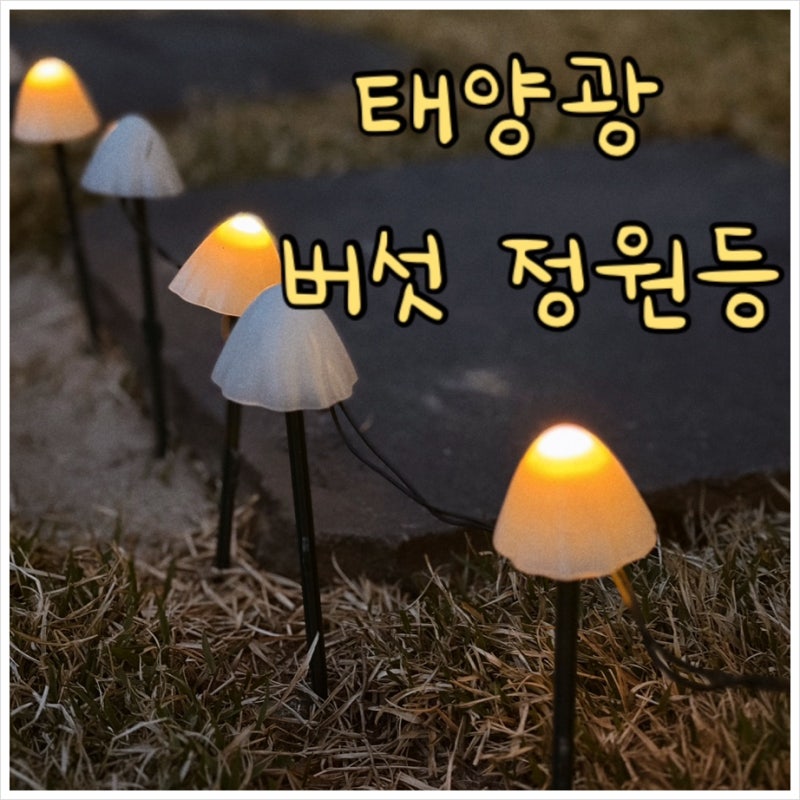 태양광 정원등으로 전원주택 마당 꾸미기 - 버섯 정원등 귀여워