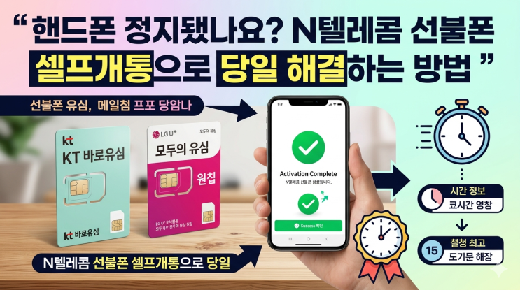  핸드폰 정지됐나요? N텔레콤 선불폰 셀프개통으로 당일 해결하는 방법