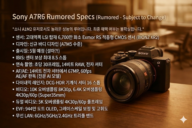 신빙성 낮은 소니 A7R6 고화소 풀프레임 미러리스 스펙 루머 (5월 발표?) 및 소니 미러리스 렌....