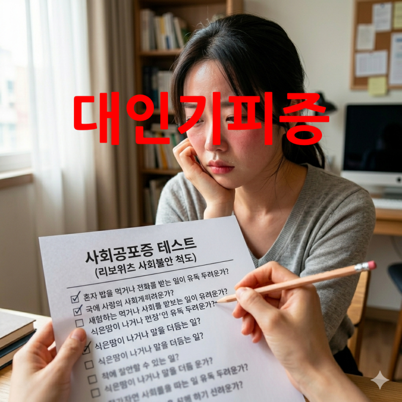 대인기피증 대인공포증 사회공포증 의심 증상 뜻 테스트 불안증병원