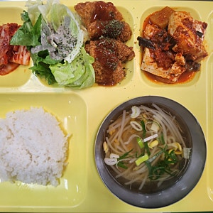 오늘의 급식 기록 | 콩나물국 돈까스 돈민찌두부조림 양상추샐러드