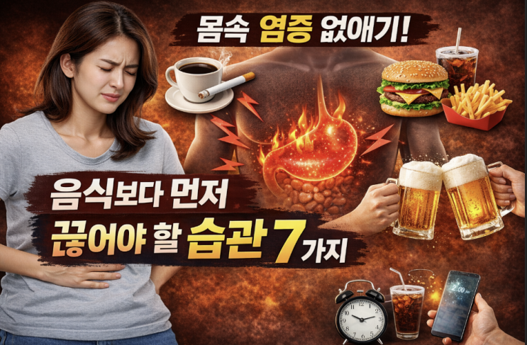  몸속 염증 없애기, 음식보다 먼저 끊어야 할 습관 7가지