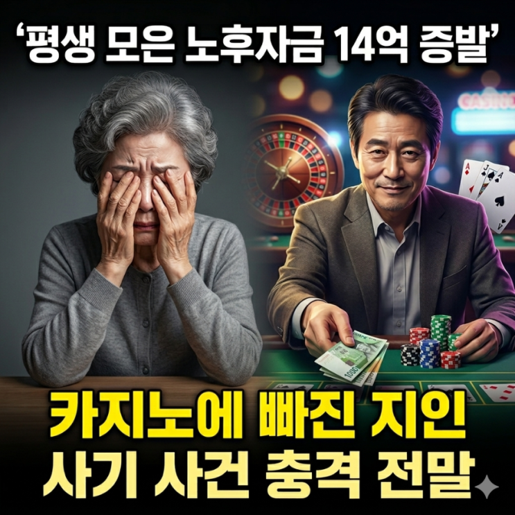  평생 모은 노후자금 14억 증발, 카지노에 빠진 지인 사기 사건 충격 전말