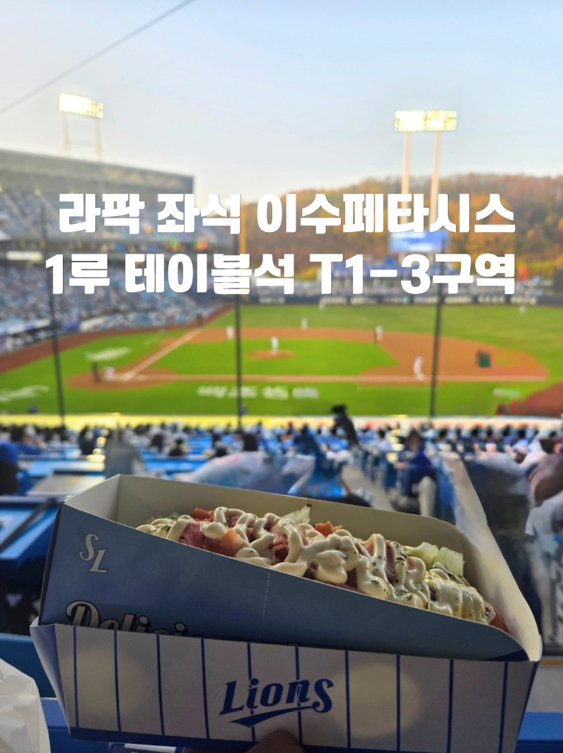 삼성라이온즈파크 라팍 1루 테이블석 가격 T1-3구역 14열 이수페타시스 내야 테이블 시야