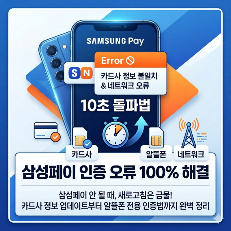 삼성페이 본인 인증 실패? 카드사 정보 불일치 & 네트워크 오류 10초 돌파법