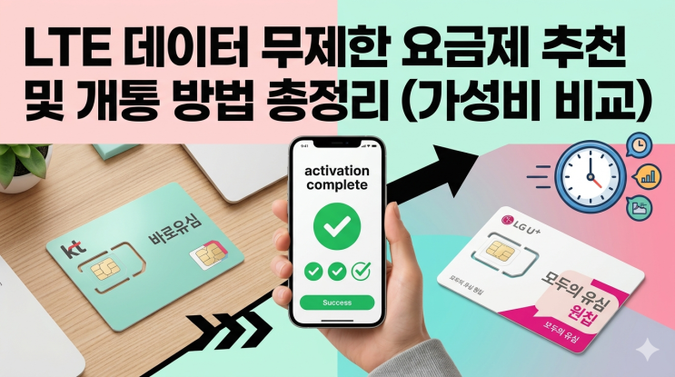  LTE 데이터 무제한 요금제 추천 및 개통 방법 총정리 (가성비 비교)