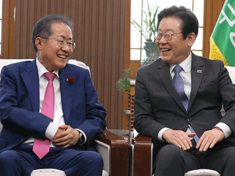 이재명-홍준표 3년 만의 독대 청와대 비공개 오찬회동