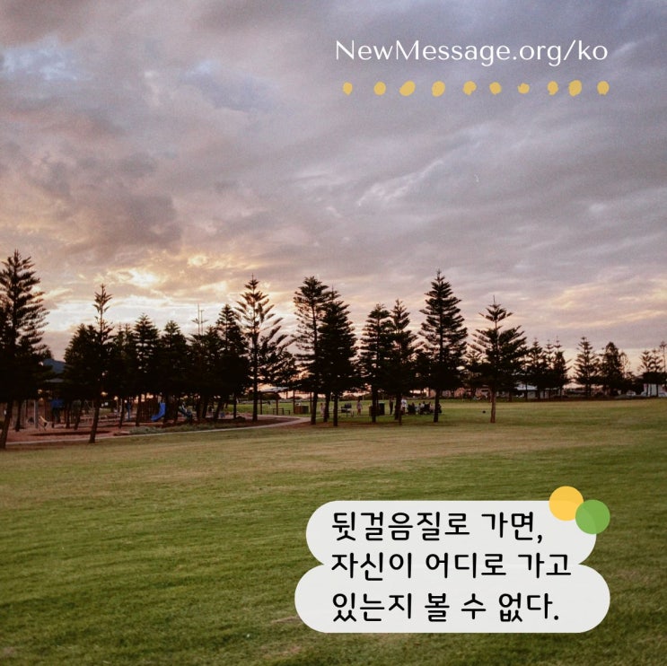  항상 뒤돌아보며 삶을 뒷걸음질로 살아가는 것