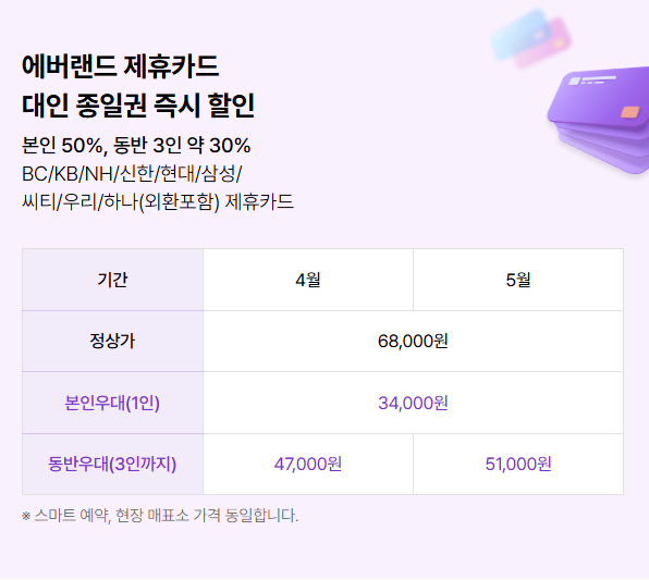 에버랜드 자유이용권 할인 통신사 SKT LGU+ 현대카드 혜택 정리