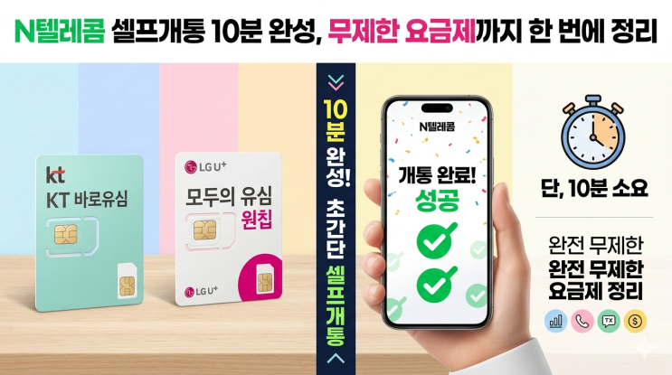  N텔레콤 셀프개통 10분 완성, 무제한 요금제까지 한 번에 정리