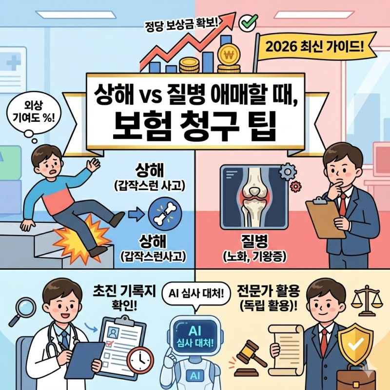 보험사가 절대 안 알려주는 '상해 vs 질병' 기준과 외상 기여도 200% 활용 가이드