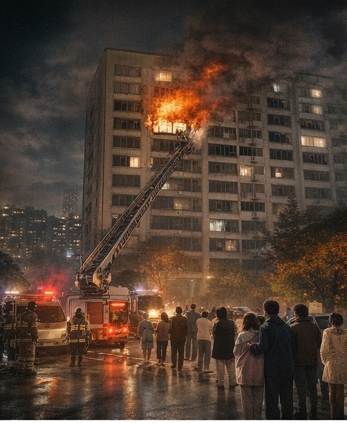 <b>압구정</b> <b>아파트 화재</b>_12층 한밤중 <b>화재</b> 인명피해 막은... 