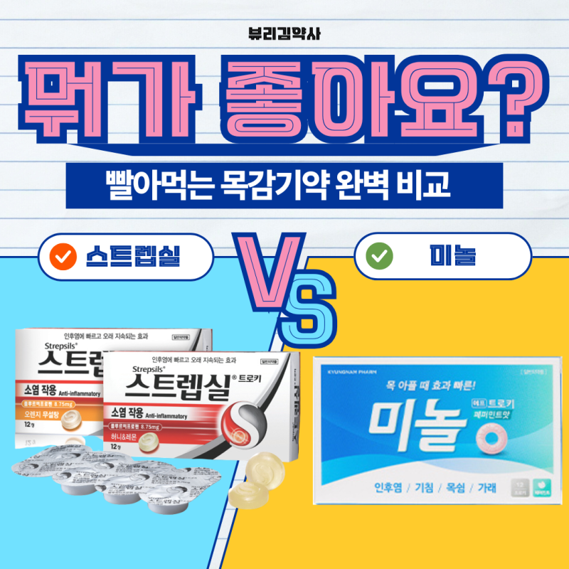 빨아먹는 목감기약 양대산맥 스트렙실 vs 미놀 완벽 비교 가이드! 증상에 맞는 제품 고르기 ....