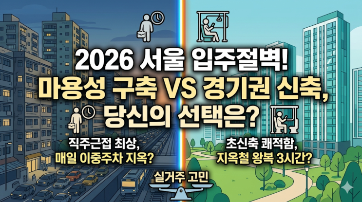  2026 서울 아파트 입주 절벽 현실 후기, 마용성 구축 vs 경기권 신축 고민