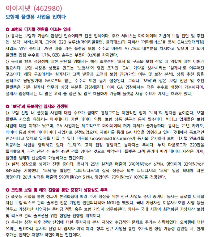 아이지넷 (462980) : 보험에 플랫폼 사업을 입히다