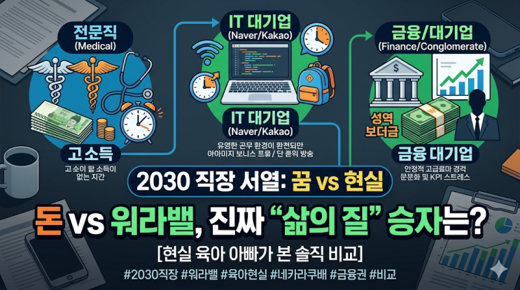  [2030 직장 서열] 전문직 vs IT 대기업 vs 금융권 현실 워라밸 비교와 육아 후기