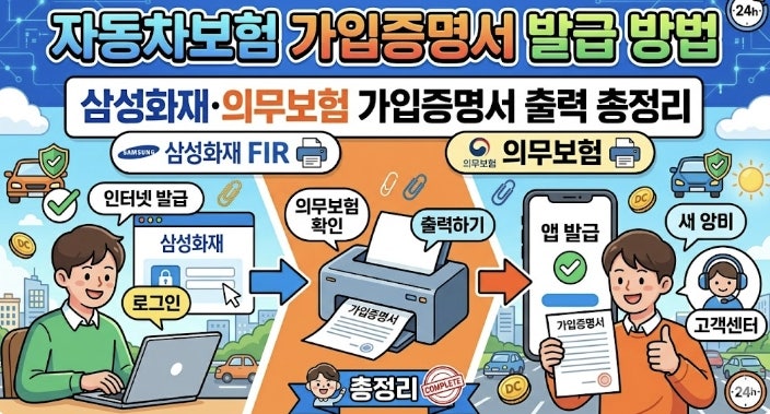 자동차 가입증명서 뽑는 법 | 삼성화재·현대해상 보험사별 발급 경로