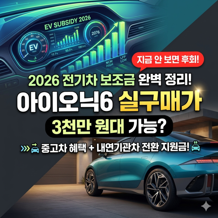  2026년 전기차 보조금 개편 완벽 정리, 아이오닉6 실구매가와 중고 전기차 혜택 알아보기