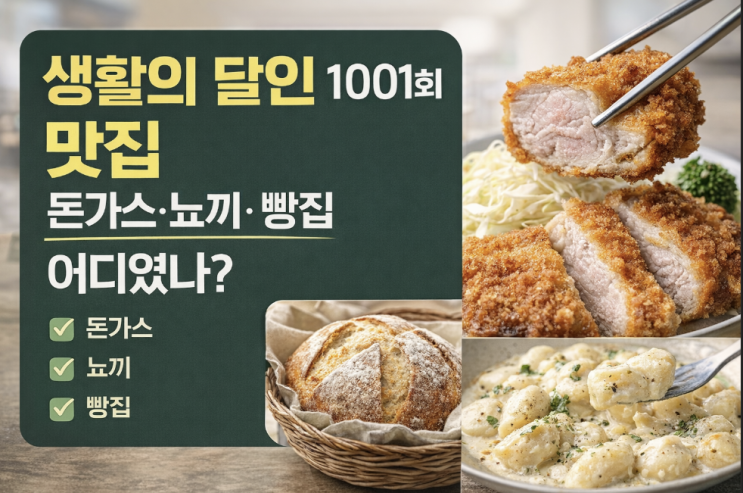  생활의 달인 1001회 맛집, 돈가스·뇨끼·빵집 어디였나