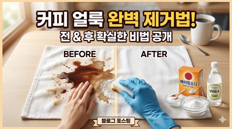 커피얼룩지우는법 완벽 정리 (흰옷·천·카페트까지 해결)