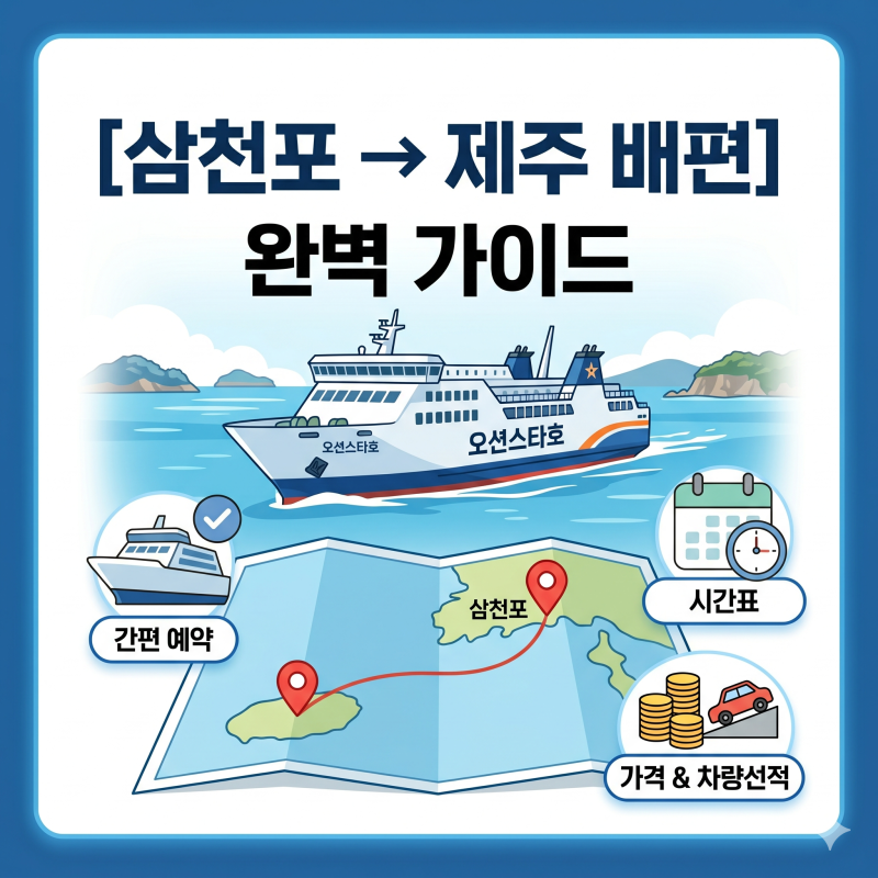 삼천포 제주 배편 예약 방법 시간표·가격·차량선적 요금 총정리