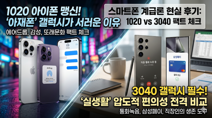  스마트폰 계급론 현실 후기, 1020 아이폰 vs 3040 갤럭시 팩트 체크