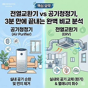 아파트 전열교환기 사용법 및 공기청정기 차이점, 필터 관리로 24시간 자동 환기