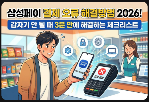 삼성페이 결제 오류 해결방법 2026! 갑자기 안 될 때 3분 만에 해결하는 체크리스트