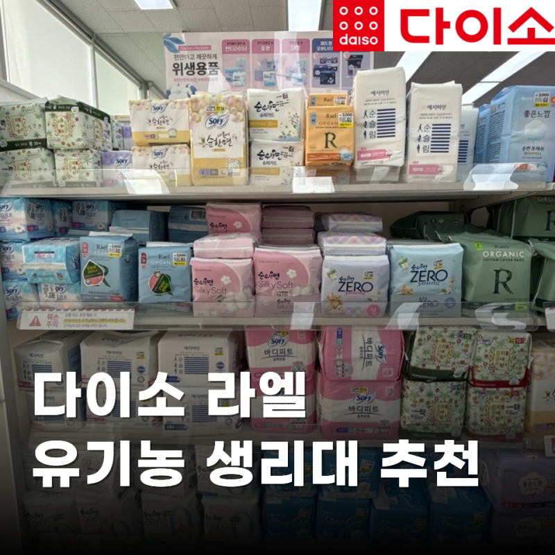 "또 나만 몰랐지.." 다이소에 유기농 생리대 있는거 아셨어요? 종류도 다양함!
