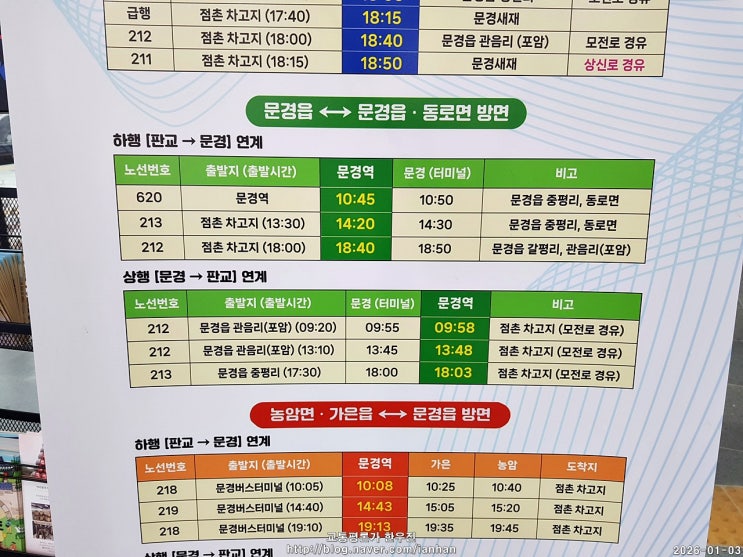  문경역(KTX) 버스시간표(무료버스) 및 역사 내부 모습