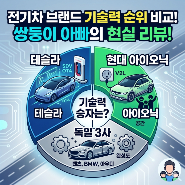  전기차 브랜드 기술력 순위 비교, 쌍둥이 아빠가 본 테슬라 vs 현대 아이오닉 vs 독일 3사 현실 리뷰