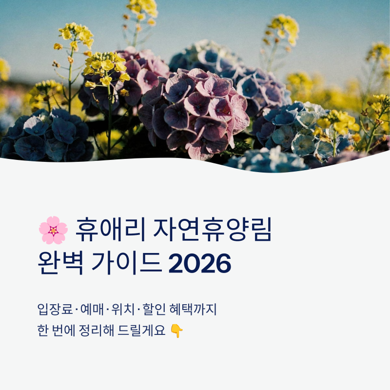 휴애리 자연휴양림 입장료 예매 방법 위치