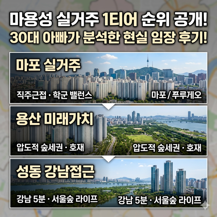  마용성 실거주 1티어 순위 비교, 30대 쌍둥이 아빠의 마포 용산 성동구 현실 임장 후기
