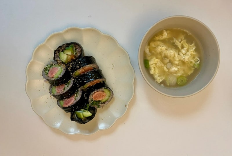 명란오이김밥 + 계란국 만들기