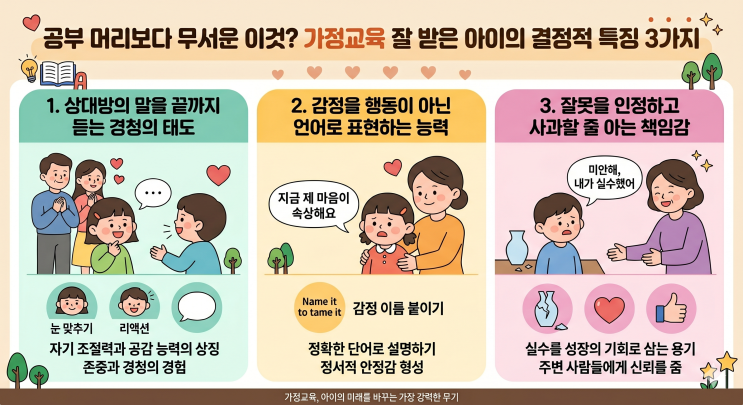  공부 머리보다 무서운 이것? 심리학자가 말하는 가정교육 잘 받은 아이의 결정적 특징 1위