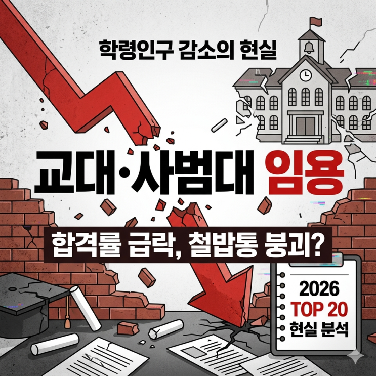  학령인구 감소 시대, 2026 교대 사범대 임용 합격률 및 선호도 TOP 20 현실 분석