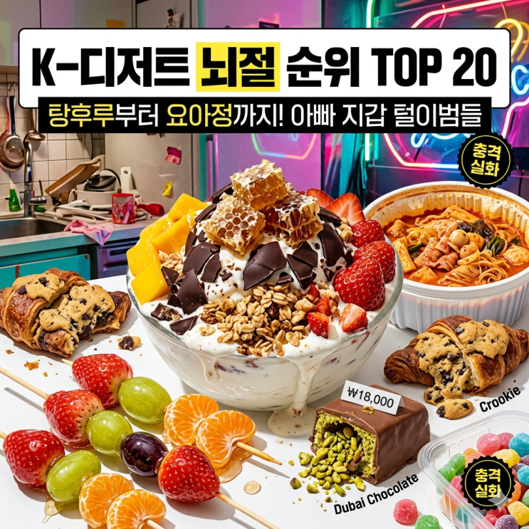  K-디저트 뇌절 순위 TOP 20 정리, 탕후루부터 요아정까지 아빠의 지갑 털이범들